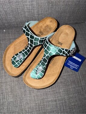 Birkenstock Green Patterned Gizeh Thong Sandals